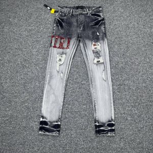 AMIRI Distressed Skinny Jeans Gray