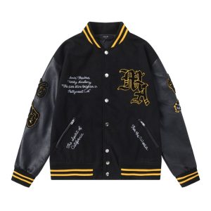 Chaqueta Amiri Theatres Hollywood Varsity Negro con Detalles Dorados