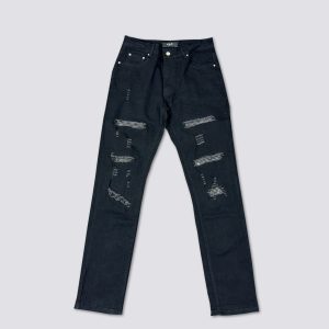 Pantalones AMIRI MX1 Crystal Negro Rotos
