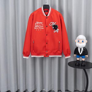Chaqueta Amiri California 76 Panther Varsity Rojo con Bordado Blanco