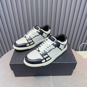 AMIRI Skel Panelled Leather Sneakers Black and White