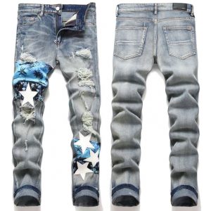 Pantalones AMIRI Palm Star Patch Azul Claro