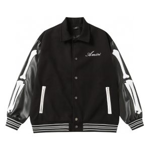 Chaqueta Amiri Bones Varsity Negro con Apliques de Huesos