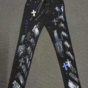 Pantalones AMIRI Paint Splatter Cross Negro
