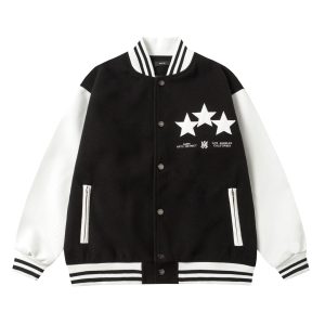 Chaqueta Amiri Arts District Varsity Negro con Mangas Blancas