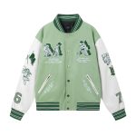 Chaqueta Amiri MA Dreamers Varsity Verde Menta con Mangas Blancas