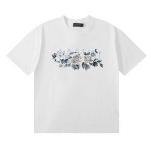 Camiseta AMIRI Floral Logo Blanca Azul