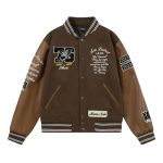 Chaqueta Amiri Maison 76 Arts District Varsity Café con Cuero