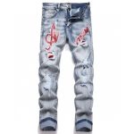 Pantalones AMIRI Red Script Logo Azul Claro